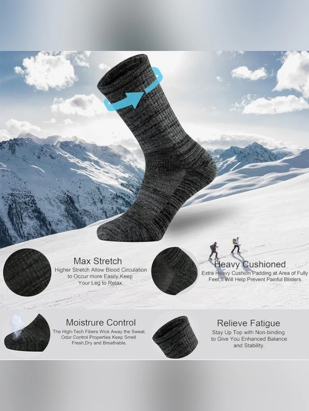 Ortis Merino Wool Blend Men's 2pk of Hiking Socks